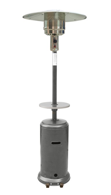 AZ Patio 87 in. Gas Heater with Metal Table in Hammered Silver